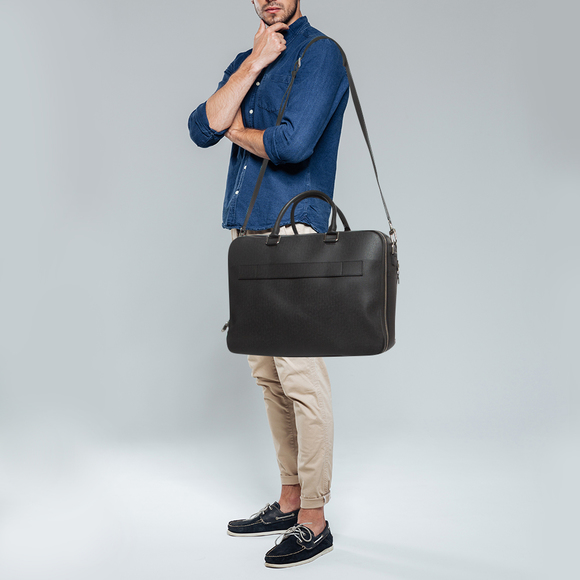 LOUIS VUITTON Black Taiga Leather Documents Briefcase Bag - Picture 2 of 8